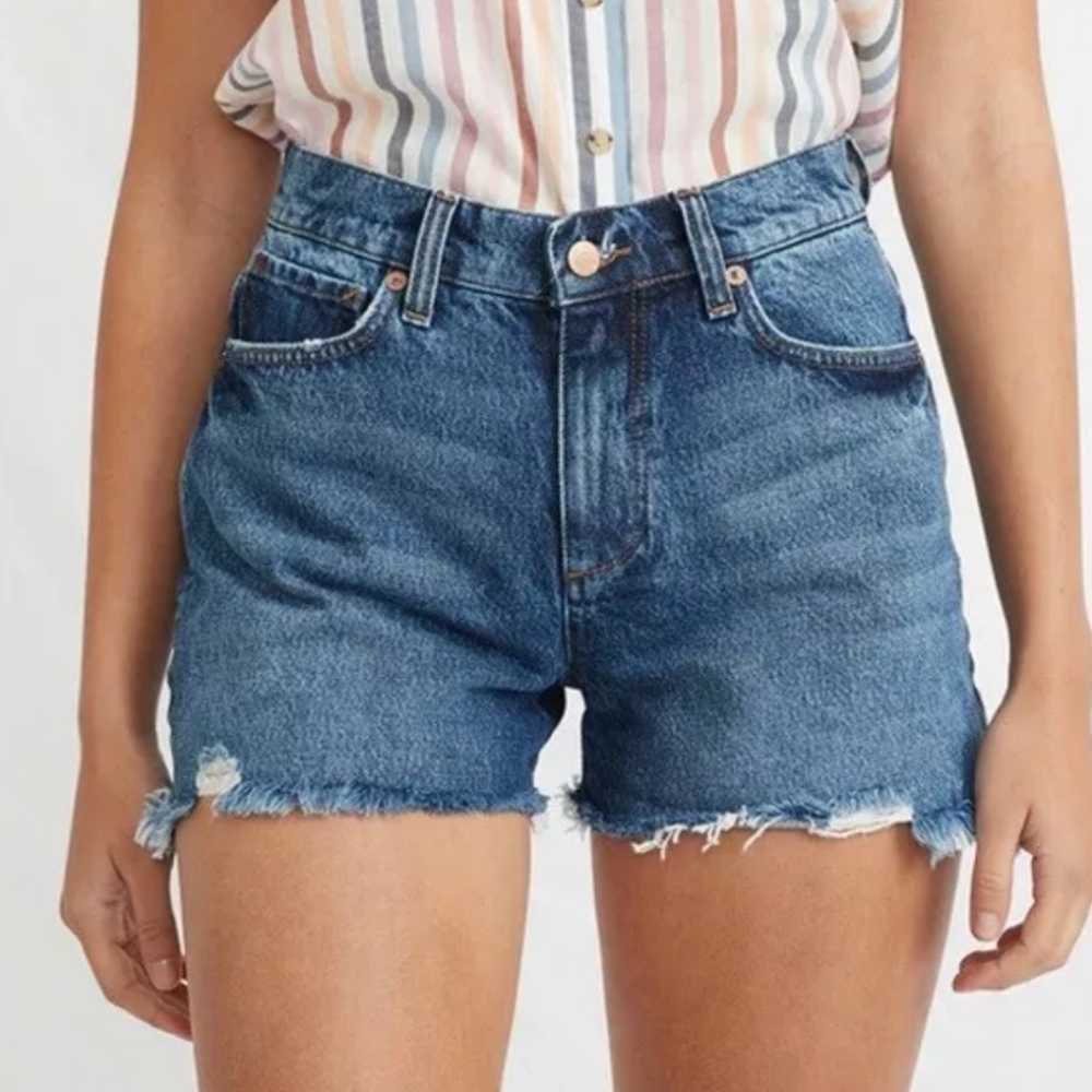 Marine Layer Sasha Denim Shorts Medium Wash Distressed Size 25